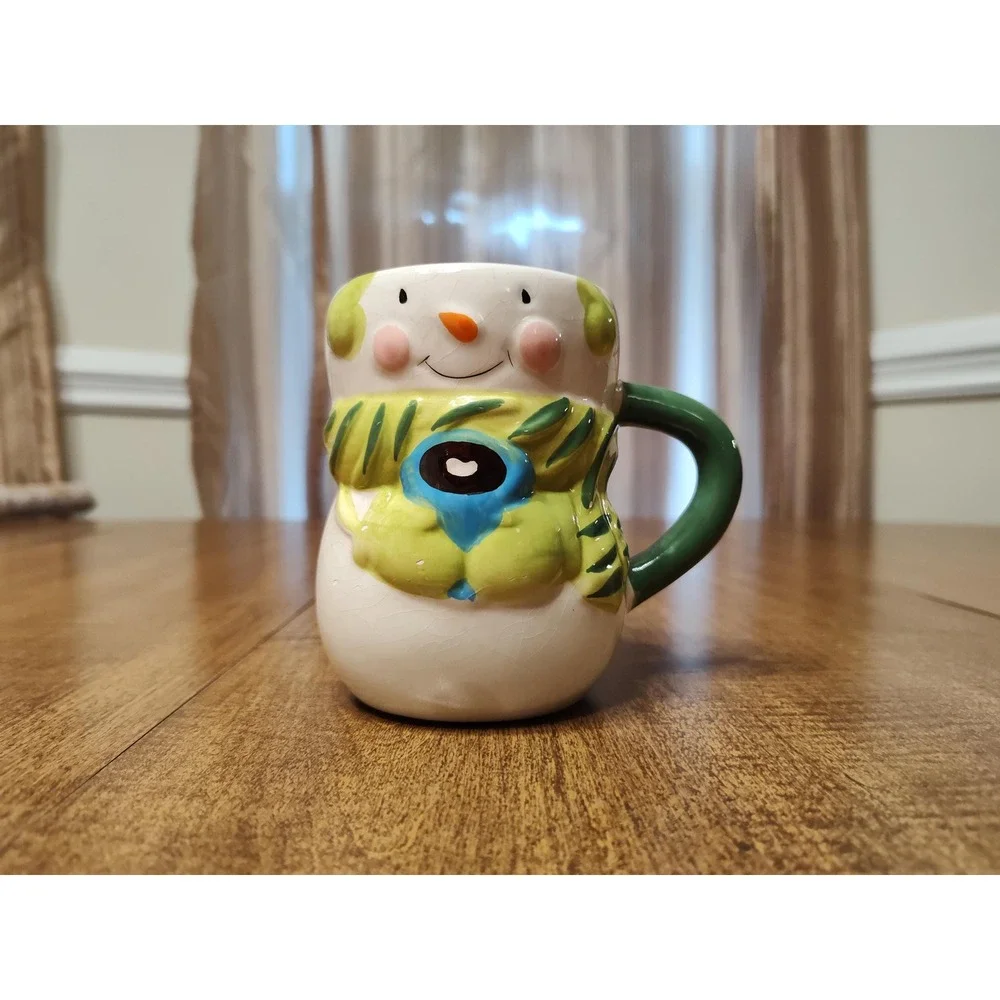 Snowman Coffee‎ Mug Christmas Tree Scented Candle Handmade 14 oz Christmas A57